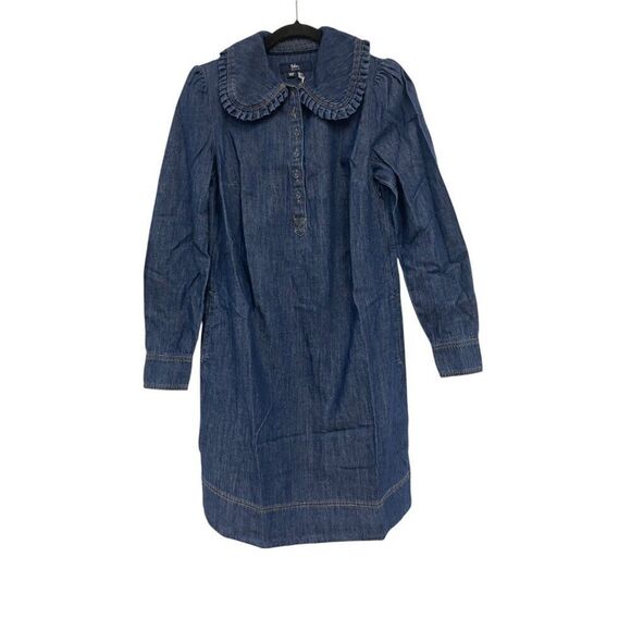 Boden Women Denim Dress Statement collar UK 10R US 6R Blue D0029 NWT - Picture 2 of 13
